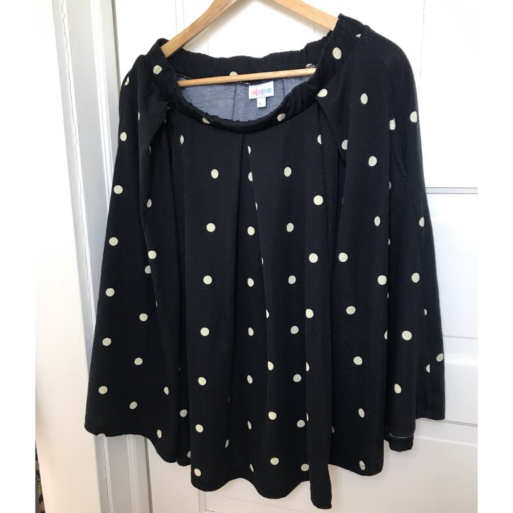 Lularoe Madison L black/cream polka dot skirt